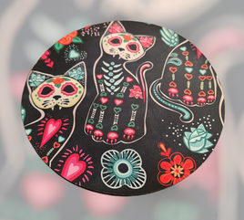 Day Of The Dead Kitty Round Mousepad
