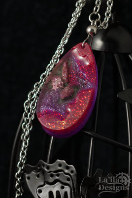 Purple Teardrop Necklace With Satin & Gloss Finish