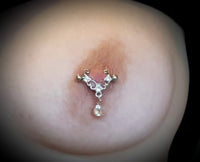 Filigree Diamantè Dangle Nipple Bar ~ Sold Individually