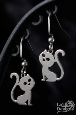 Cat Steel Earrings