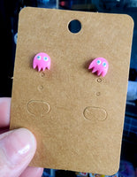 Pacman Ghost Stud Earrings (Pair)