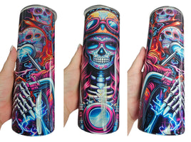 Sugar Skull Biker Babe Tumbler v2