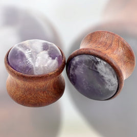 Amethyst Wooden Plugs ~ Pair * Arriving in 2-3 Weeks *