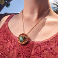 Landscape Agate, Peridot & Turquoise in Copper Pendant Necklace