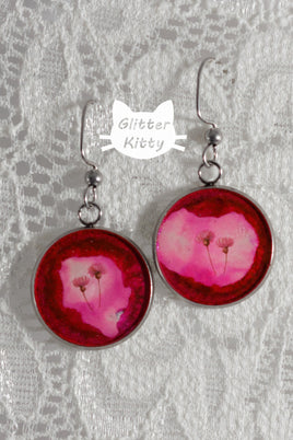 Pink Earrings With Flowers
