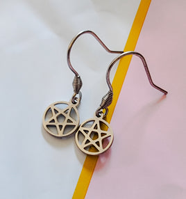 Tiny Pentagram Steel Earrings (Pair)