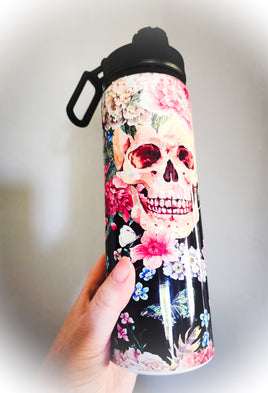 Floral Skull Water Bottle
