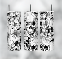 Floral Skull B&W Tumbler