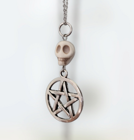 Howlite Skull Pentagram Necklace