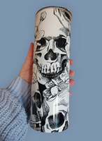 Floral Skull B&W Tumbler