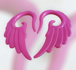 Angel Wing Ear Hangers ↠ Dark Pink ~ Pair