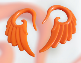 Angel Wing Ear Hangers ↠ Orange ~ Pair