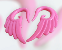 Angel Wing Ear Hangers ↠ Pink ~ Pair