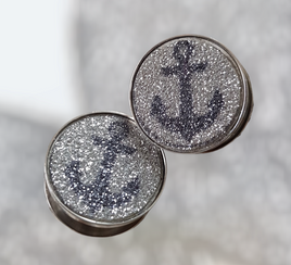 Glitter Anchor Plugs ~ Pair