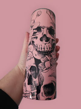 Floral Skulls Pink Tumbler