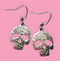 Floral Skull Earrings (Pair)