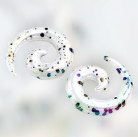 Splatter Spirals - White ~ Pair