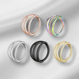 Triple Stacked Hinged Segment Ring (Sold Individually)