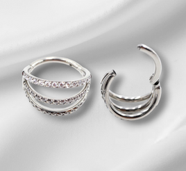 Diamanté Stacked Hinged Segment Ring (Sold Individually)