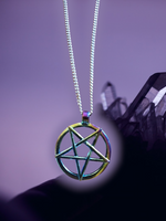 Rainbow Pentagram Steel Necklace