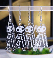 Cat Skeleton Earrings (Pair)