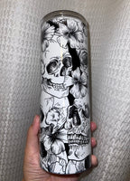 Floral Skull B&W Tumbler