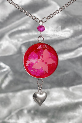 Pink Butterfly & Heart Necklace