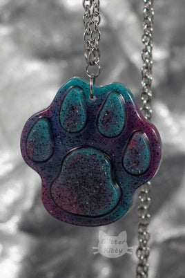 Pink & Blue Paw Necklace