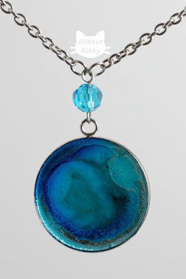 Blue Alcohol Ink Necklace