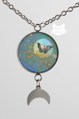 Butterfly & Moon Necklace