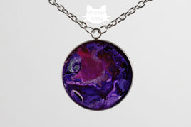 Dark Purple Alcohol Ink Necklace