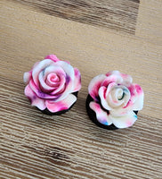 Splattered Rose Plugs ~ Pair