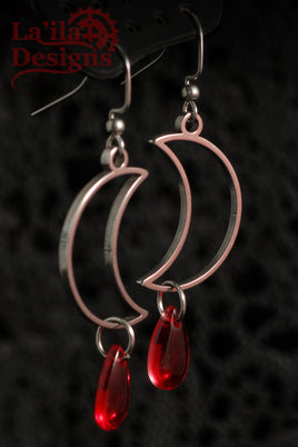 Crescent Moon Teardrop Earrings