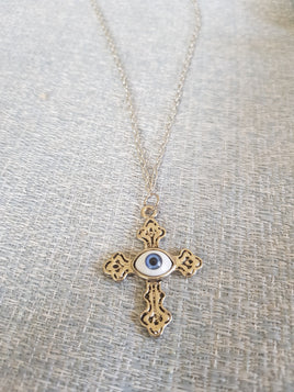 Evil Eye Cross Necklace
