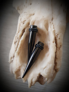 Surgical Steel Tapers ↠ Black ~ Pair