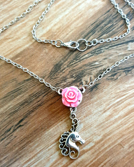 Unicorn & Rose Necklace