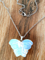 Opalite Butterfly Necklace & Opalite Stud Earrings