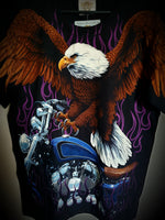 Eagle Purple Flames Discharge Unisex T-shirt