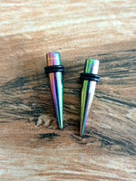 Surgical Steel Tapers ↠ Rainbow ~ Pair