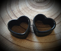 Acrylic Heart Tunnels ↠ Black ~ Pair