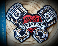 Ride Forever Motorcycle Piston Badge Patch