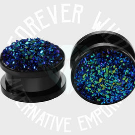 Crushed Diamantè Plugs ↠ Blue ~ Pair