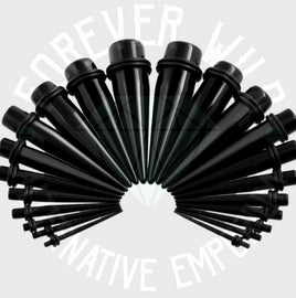 Acrylic Tapers ↠ Black ~ Pair
