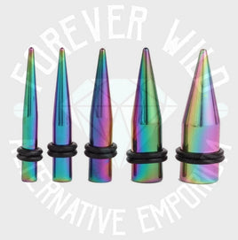 Surgical Steel Tapers ↠ Rainbow ~ Pair