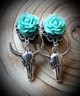 Rose & Animal Carcass Dangle Plugs ~ Pair