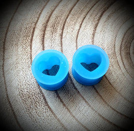 Silicone Heart Tunnels ↠ Blue