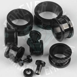 Steel Screw-fit Tunnels ↠ Black ~ Pair