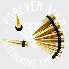 Surgical Steel Tapers ↠ Gold ~ Pair