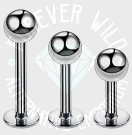 Steel Labret With Ball ↠ Silver