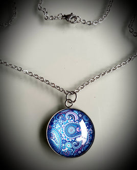 Paisley Cabochon Steel Necklace